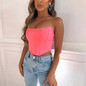 Sleeveless Off Shoulder Velvet Fashion Sexy Corset Crop Tops Vest Female Underwear Backless Bustier Top Solid