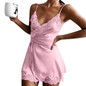 New Ladies Silk Sling Nightdress Women's Sexy Lingerie Satin Sleepwear Lace Cup V-neck Nightwear Homewear S-3XL