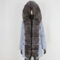 BLUENESSFAIR 2020 Waterproof Long Parka Real Fur Coat Natural Fox Fur Collar Hood Outerwear Winter Jacket Women Warm Streetwear
