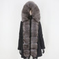 BLUENESSFAIR 2020 Waterproof Long Parka Real Fur Coat Natural Fox Fur Collar Hood Outerwear Winter Jacket Women Warm Streetwear