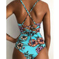 2019 Sexy One Piece Swimsuit Women Swimwear Print Bodysuit Crochet Bandage Cut Out Beach Wear Bathing Suit Monokini Swimsuit XL