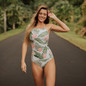 2019 Sexy One Piece Swimsuit Women Swimwear Print Bodysuit Crochet Bandage Cut Out Beach Wear Bathing Suit Monokini Swimsuit XL