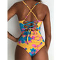 2019 Sexy One Piece Swimsuit Women Swimwear Print Bodysuit Crochet Bandage Cut Out Beach Wear Bathing Suit Monokini Swimsuit XL