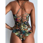2019 Sexy One Piece Swimsuit Women Swimwear Print Bodysuit Crochet Bandage Cut Out Beach Wear Bathing Suit Monokini Swimsuit XL