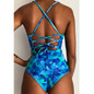 2019 Sexy One Piece Swimsuit Women Swimwear Print Bodysuit Crochet Bandage Cut Out Beach Wear Bathing Suit Monokini Swimsuit XL