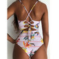 2019 Sexy One Piece Swimsuit Women Swimwear Print Bodysuit Crochet Bandage Cut Out Beach Wear Bathing Suit Monokini Swimsuit XL
