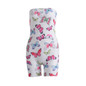 Cryptographic Sexy Strapless Off Shoulder Butterfly Print Playsuits Rompers One Piece Party Club Sleeveless Outfits Overalls