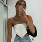 Cryptographic White Satin Summer Strapless Wrap Tube Crop Tops Women Sexy Backless Vest Underwear Cropped Top Streetwear