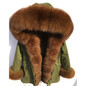 MaoMaoKong natural real fox fur Jacke coat Real Fox Fur Collar Cuff Hooded Coat Short Parka Long Camouflage winter jacket