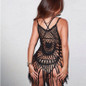 DreamCatcher -  Women Crochet Lace Bathing Suit Hollow Out Bikini Cover Up Swimwear Beach Dress, Black