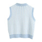 KPYTOMOA Women 2020 Fashion Houndstooth Loose Knitted Vest Sweater V Neck Sleeveless Side Vents Female Waistcoat Chic Tops