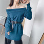 Women Sexy Slash Neck Knitted Sweater Autumn Winter Turtleneck Warm Pullovers Female Fashion Long Sweaters