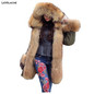 LaVelache 2020 Long Parka Real Fur Coat Winter Jacket Women Natural Real Fox Fur Coats Outerwear Streetwear Casual Oversize New