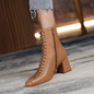 VERCONAS Fashion Woman Ankle Boots High Quality Genuine Leather Handmade Autumn Winter Boots Cross-Tied High Heels Boots Woman