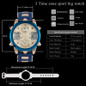BOAMIGO Mens Watches Top Luxury Brand Men Sports Watches Men's Quartz LED Digital 3 Clock man Male Wrist Watch relogio masculino