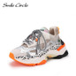 Smile Circle Women shoes Flat Platform Sneaker casual Genuine Leather Patchwork Lace-up Thick bottom Ladies Sneaker