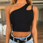 Summer 2020 New Women Sexy One Shoulder Tank Top Vest Ladies Casual Sleeveless Crop Top Shirt Cami Tanks Tops Women  Crop Top