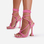 Pyramid Heel Lace-up Sandals