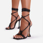 Pyramid Heel Lace-up Sandals