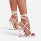 Pyramid Heel Lace-up Sandals