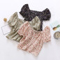 Women Summer Small Gentle Floral Print Square Collar Sweet Short Sleeve blouses Vintage Chiffon Shirt blusas mujer de moda