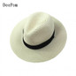 DeePom Panama Hat Summer Sun Hats for Women Man Beach Straw Hat for Men UV Protection Cap chapeau femme 2020 Folding Korean Jazz