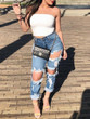 Women Stretch Ripped Distressed Skinny High Waist Denim Pants