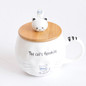 White Cat Mug With Lid and Spoon 480ml Creative Heat-resistant Ceramic Cup Cartoon