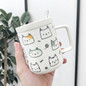 400ML Personality Creative Cat Ceramic Cup Cartoon Cute with Lid and Spoon
