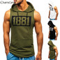 2020 Summer Men's Fashion Hooded Tank Tops Hoodie Sleeveless Tops Male Bodybuilding Workout Tank Top Muscle Fitness Gym Clothing