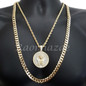 KING-TUT ROUND ROPE CHAIN DIAMOND CUT 30" CUBAN CHAIN NECKLACE SET G38