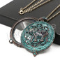 Patina Antique Vintage Design Elephant 5X Magnifying Glass Locket Pendant Necklace