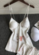 Flamingos Printed V-Neck Silk  Camisole  Lingerie Sleepwear Set/Free Shipping