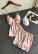 Flamingos Printed V-Neck Silk  Camisole  Lingerie Sleepwear Set/Free Shipping