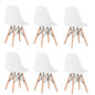 6Pcs/Set Dining Chair Nordic Style Office Chair Plastic Kitchen Chairs Wooden Feet Dining Room Living Room Chairs （White/Black)