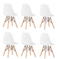 6Pcs/Set Dining Chair Nordic Style Office Chair Plastic Kitchen Chairs Wooden Feet Dining Room Living Room Chairs （White/Black)