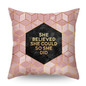 Rose Gold Square Cushion Cover Geometric Dreamlike Pillow Case Polyester Throw Pillow Cover For Home Decor 45x45cm