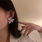 Elegant Flower Purple Crystal Stud Earrings