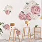 Pink White Watercolor Peony Flowers Wall Stickers