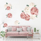 Pink White Watercolor Peony Flowers Wall Stickers