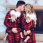 Christmas Family Pajamas Plaid Print Cartoon Bear