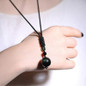 Obsidian Rainbow Eye Bead Pendant Necklace