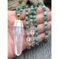 Natural Quartz Pendant Turquoise Beaded Pendant Necklace
