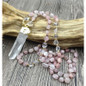 Natural Quartz Pendant Rose Nugget Beads Necklace