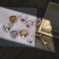 (CLEARANCE) Golden/Silver Leaf Stone Vintage Crystal Rings (Set of 10 Rings)