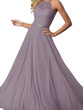 A-Line Scoop Neck Floor-Length Chiffon Bridesmaid Dress With Split Front