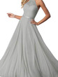 A-Line Scoop Neck Floor-Length Chiffon Bridesmaid Dress With Split Front