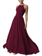 A-Line Scoop Neck Floor-Length Chiffon Bridesmaid Dress With Split Front