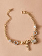 1pc Rhinestone Decor Lock & Key Charm Bracelet