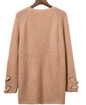 Wide Ribbed Lace-up Lantern Sleeve Knit Dress